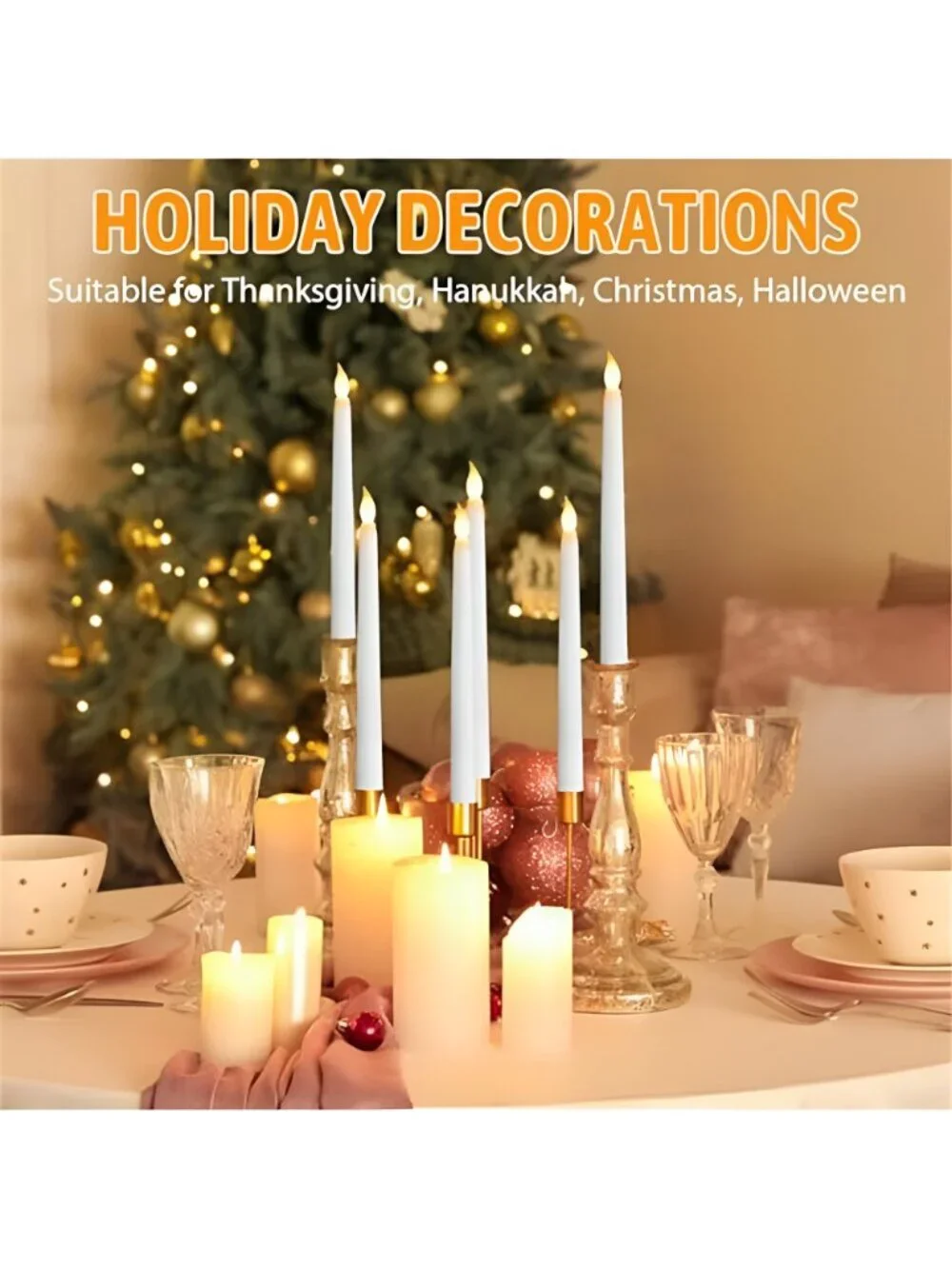 50 Pcs 9.7 Inch White LED Flameless Taper Candles Bulk